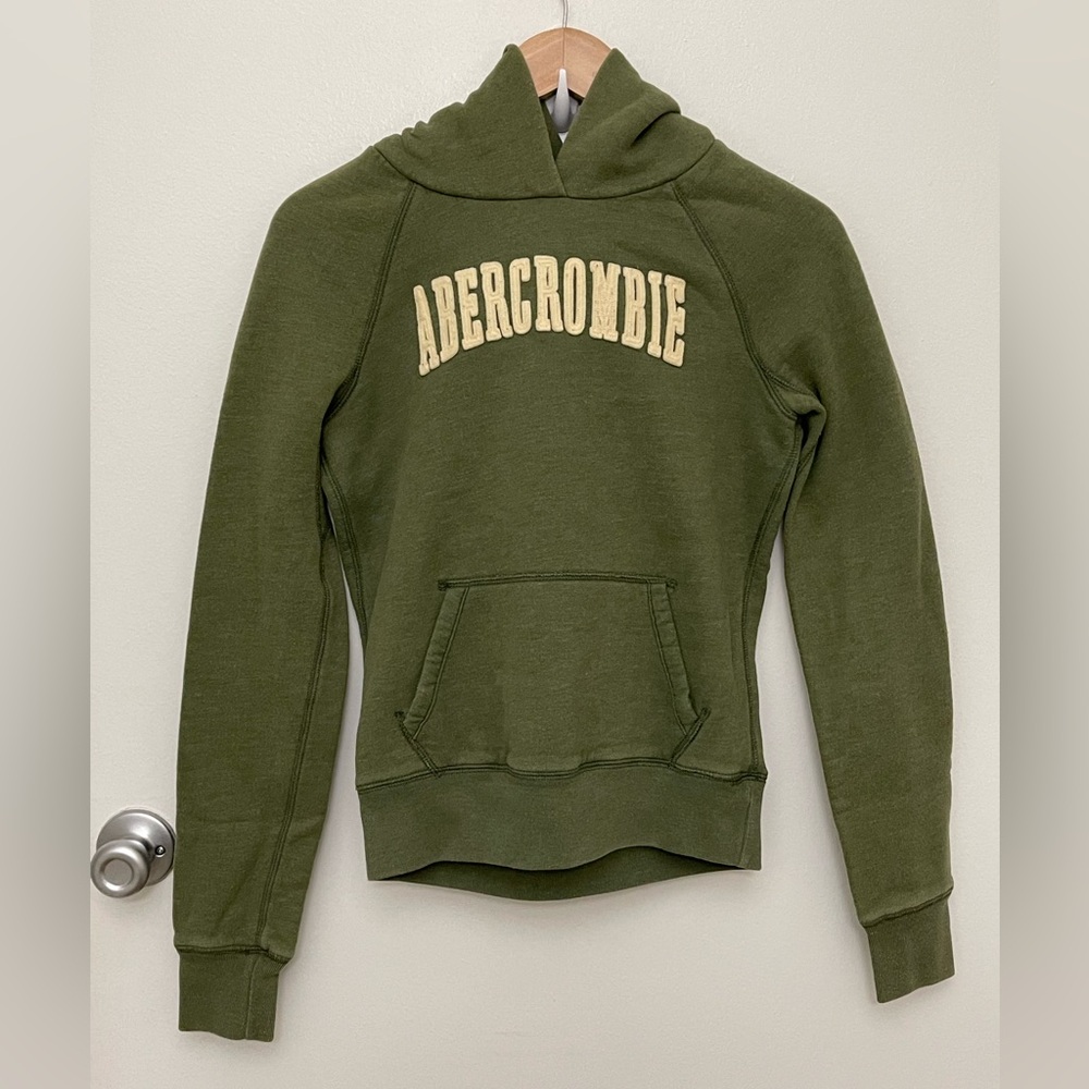 Abercrombie & Fitch Y2K Vintage Olive hoodie Sweatshirt Cozy Fitted  size XS